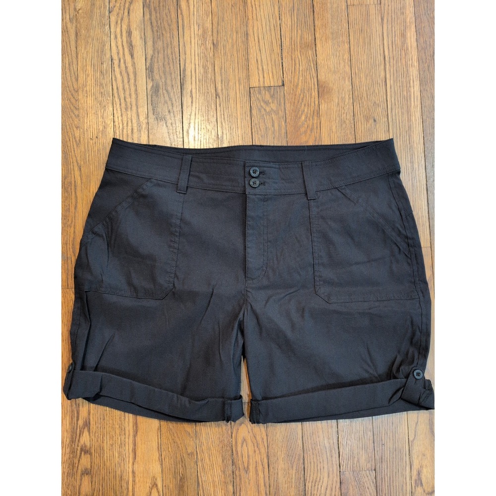 Eddie Bauer‎ Black Travex Rolled Hem Bermuda Shorts Womens 16 Quick Dry Stretch